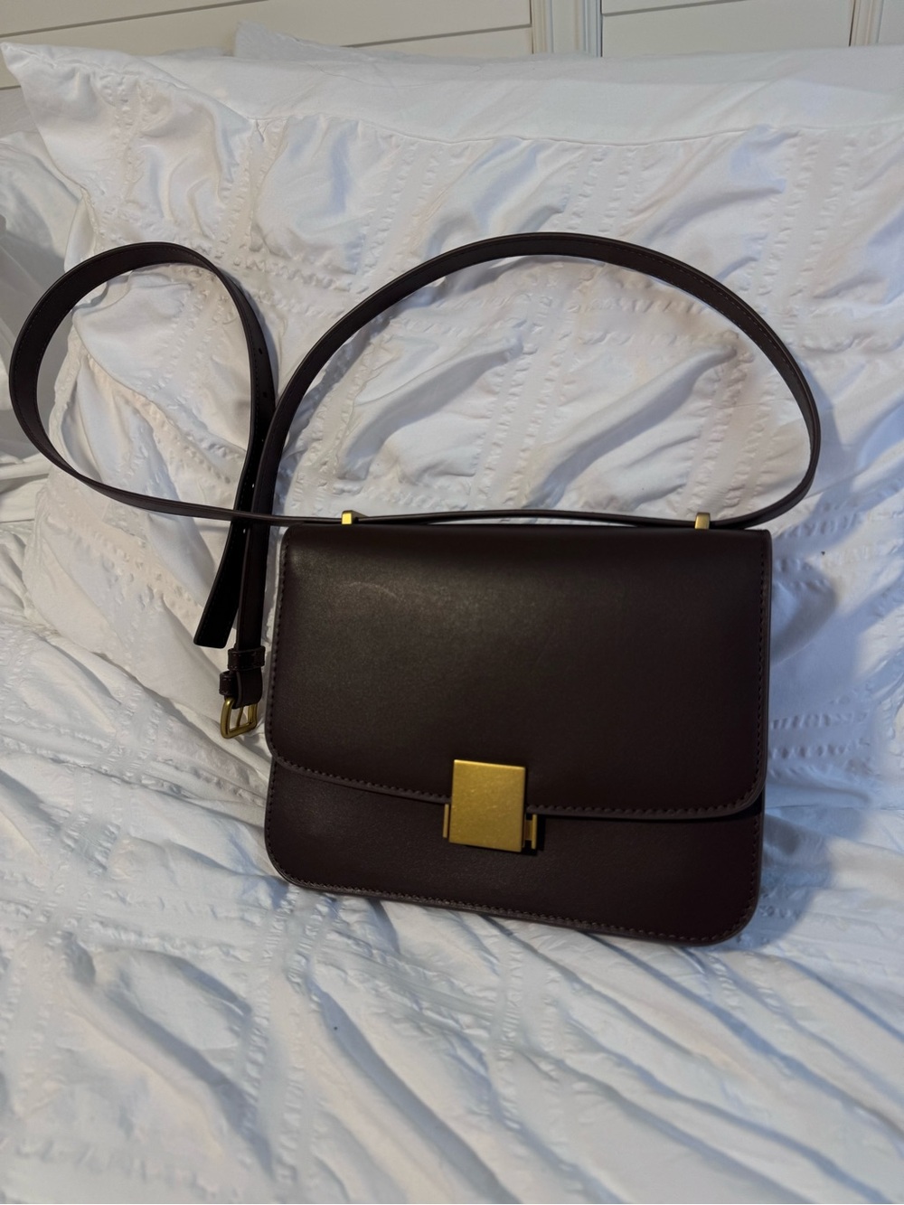 NWT Quince Box Leather Bag in Classic Dark Brown - Picture 6 of 8